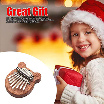 Bear Shape Sapele Wood Mini Thumb Piano