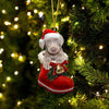 Weimaraner In Santa Boot Christmas Hanging Ornament SB123