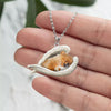 Pomeranian Sleeping Angel Stainless Steel Necklace SN039