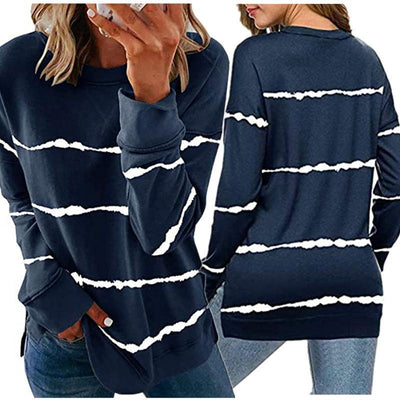 Women Casual Stripe Pullover Long Sleeve Shirt Sweatshirt T-Shirts Blouse Tops